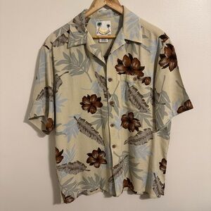 Banana Cabana Vintage Men’s Hawaiian Casual Button Down 100% Silk Shirt Size M
